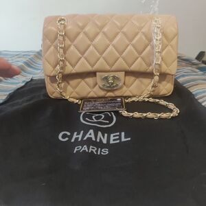 Chanel Quilted Tan Shoulder Bag